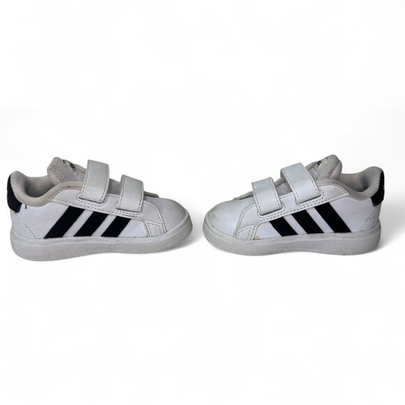 Addidas Toddler Grand Court 2.0 Adjustable Strap Sneakers Size 5 White w Black - Picture 7 of 11